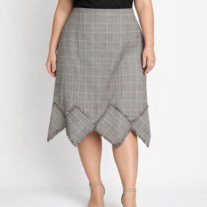 Vintage Harve Benard Collection 16 Brown Plaid Check Stretch Wool Midi Skirt‎